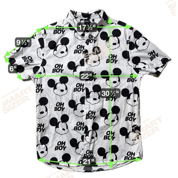 Disney Mickey Mouse Shirt Mens Large White Black Oh Boy Neff Button Up Cartoon - Picture 4 of 15